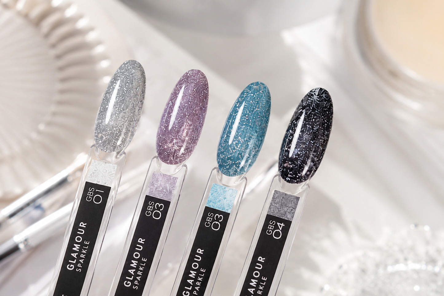 NAIL GEL BASE HARD GLAMOUR SPARKLE HIGH PIGMENTED